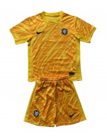 Holandsko Brankářské Venkovní dres pro děti ME 2024 Krátký Rukáv (+ trenýrky)